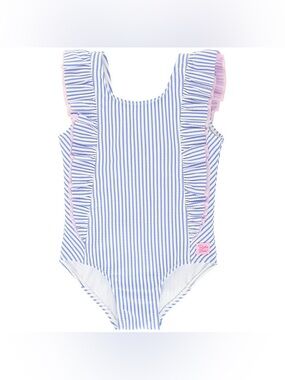 RuffleButts Periwinkle Blue Seersucker Waterfall One Piece UPF 50+ Size 2T